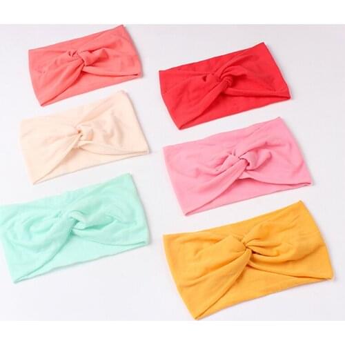 2021 New Summer Solid Color Baby Headbands Girls Bow Knot Hairbands Soft Elastic Baby Girls Headbands Turban Hair Accessories