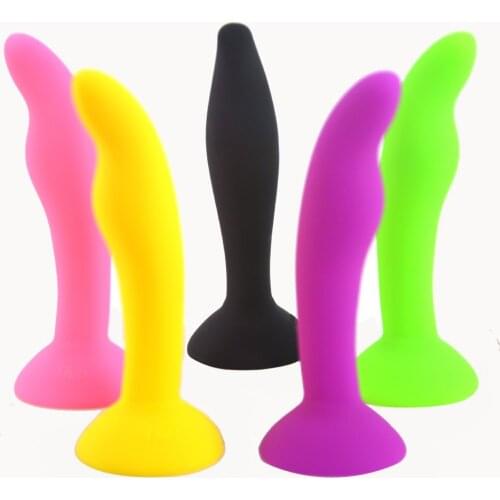 FAAK Fluorescent silicone anal plug mini butt plug anal sex products G spot stimulate masturbator suction anal dildo sex shop
