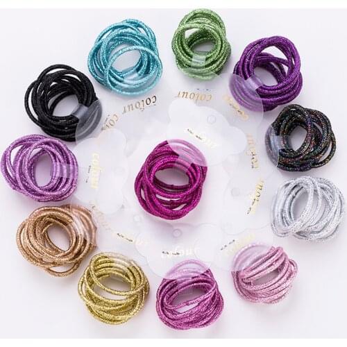 10Pcs Glitter Kids Girls Elastic Hair Bands Nylon 3CM Disposable Children Safe Hair Rope Ponytail Holder Scrunchies Accessories