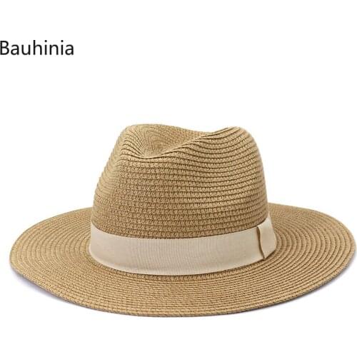 New ribbon Straw UV Sun Hat For Women Fashion Wide Brim Church Jazz Hats Outdoor Vacation Beach Panama Hats