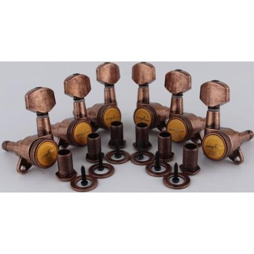 Guyker Guitar Locking Tuners (3L+3R) -1:18 Lock String Tuning Key Pegs Machine Head Replacement for ST TL SG LP- Antique Bronze