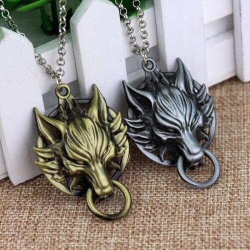 Hip Hop Jewelry Game Final Fantasy Wolf Head Pendant Necklace Link Chain Colar