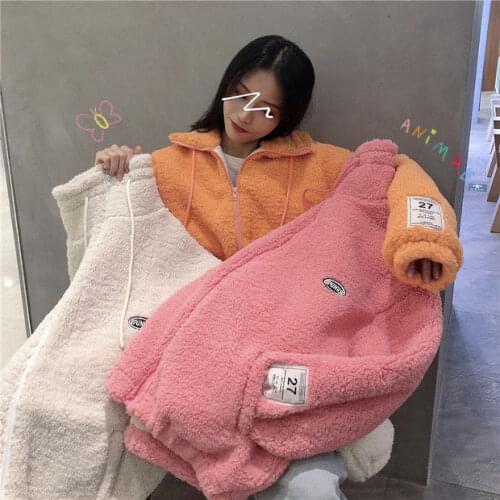 Women Hoodies Sweatshirts Pink Velvet Coat for Women Hot Winter Loose Cotton Coat Ropa Mujer