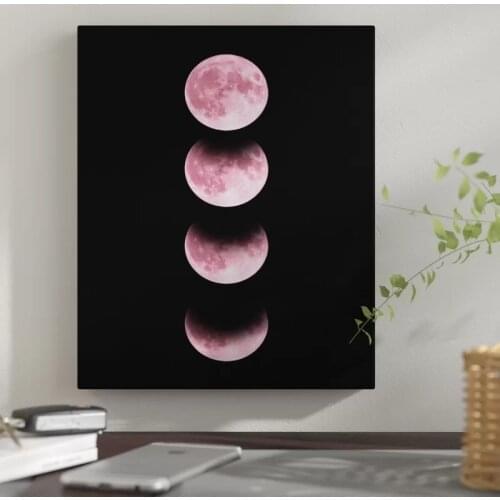 1 Pcs Home Decor Canvas Universe Space Pink Moon Paintings Pictures Wall Art Printed Modular Poster Frame Artwork Living Room