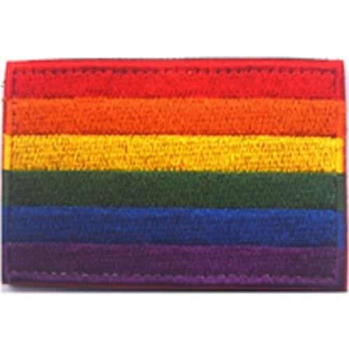 3D Embroidery Magic Stickers Loops And Hook Rainbow Flag Patch Embroidery Armband Army Military Badges Embroidered Patches