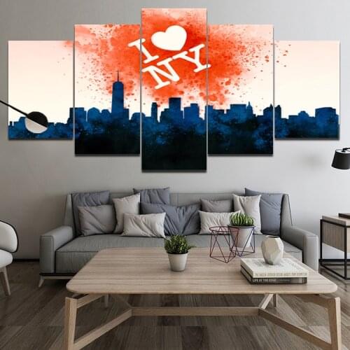 Canvas Paintings 5 Pcs I Love New York Frameless No Frame Printd Arts Modern Home Wall Art Hd Print Painting Picture