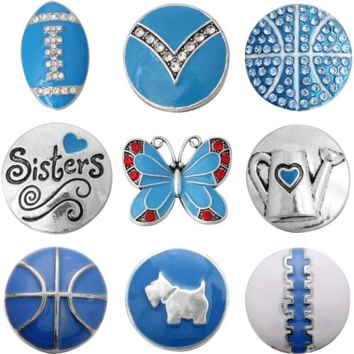 5pcs/lot New Snap Button Jewelry Mixed Metal 18mm Snap Button with Rhinestone Buttons for 20mm 18mm Snap Bracelets Bangles