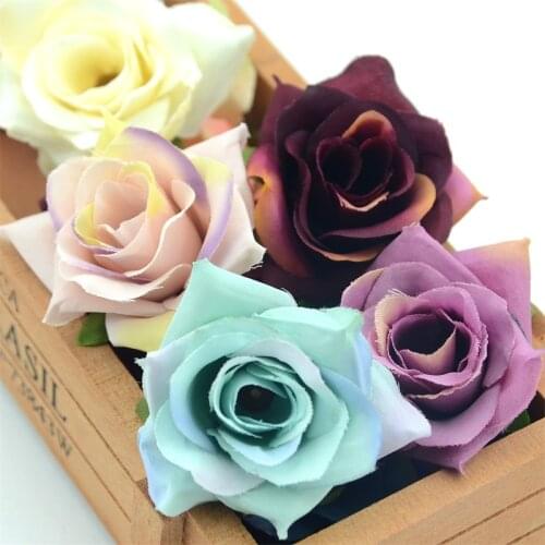 50PCS DIY High Quality Artificial Silk Flowers Head For Home Wedding Party Decoration Wreath Gift Box Scrapbooking Fake Flowers