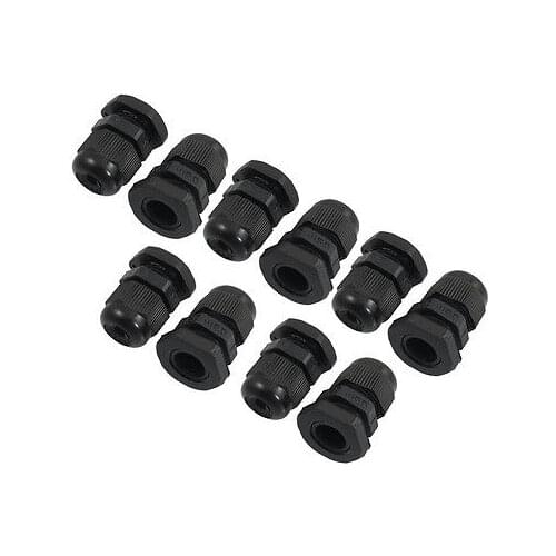 Baomain 20 Pcs PG9 Black Waterproof Cable Gland Connectors