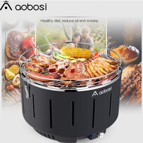 Stainless Steel Charcoal Grill BBQ grill Portable Outdoor Barbecue Tool Round Carbon Barbecue Stove For Household