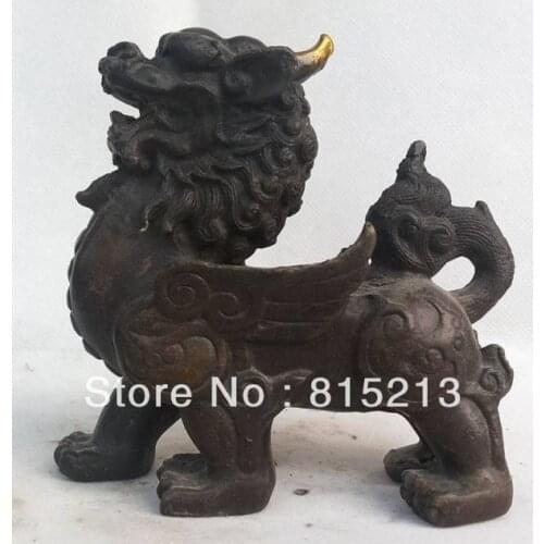 Bi00342 Art EXQUISITE CHINESE BRONZE STATUE:lion