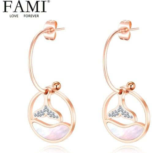 FAMI All-match fishtail earrings creative new earring women fashion rose gold plated ear accessories