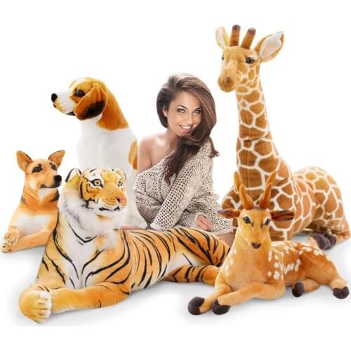 Simulation Animals Plush Toy Large Stuffed Animal Tiger Sika Deer Dogs Doll Toys German Shepherd Dog Beagle Dalmatians Gift
