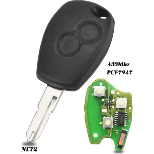 Jingyuqin Remote Car Key Case Shell ASK 433MHz PCF7947 Transponder Chip For Renault Vivaro Movano Traffic Master 2 Buttons