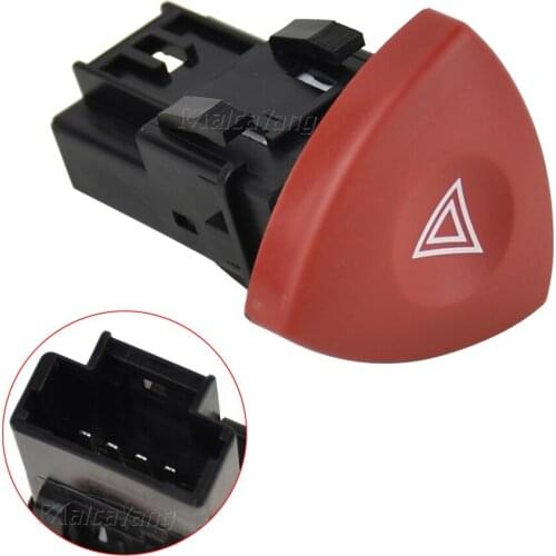 Hazard Warning Light Switch Button Dash Red Replacement for 8200442724 / 93856337 Auto Car Vehicle Emergency Light Parts