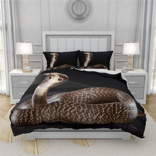 3D Snake Luxury Duver Cover Set Animal Pattern Quilt Cover and Pillowcase For Two People Bedspread For Men Boys Bed Covers