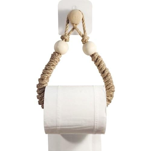 Round hook hemp toilet paper holder Vintage Towel Hanging Rope Toilet Paper Holder Home Hotel Bathroom Decoration Supplies