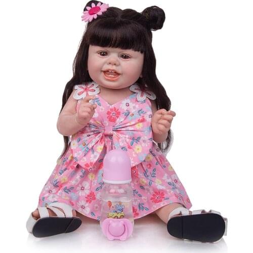 55cm Baby Doll Reborn Smile Face Full Silicon Toys Kids Birthday Gifts