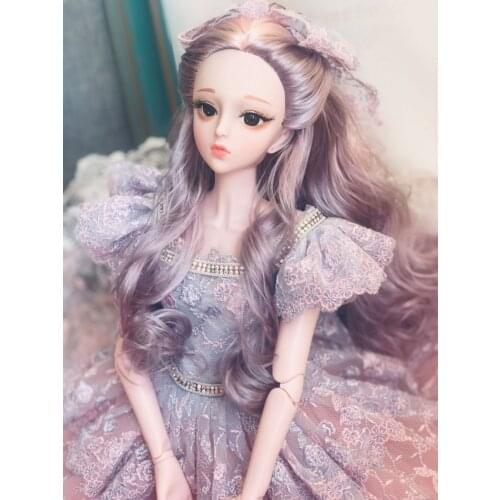 Hot 60CM 1/3 BJD Spherical Joint Doll Toy 3D Black Eyes Long Wig Ordinary Skin Plastic Nude Fashion Makeup DIY Girl Gift Doll