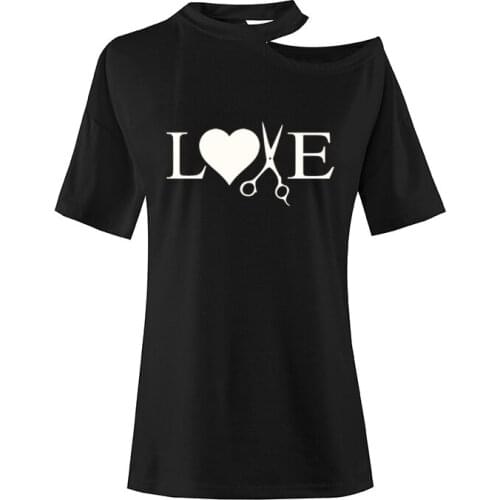 Summer Harajuku Shirt Tee Shirt Femme Love Hairdresser Hair Dryer Scissors Print T Shirt Women Tops Cotton Casual Camisetas