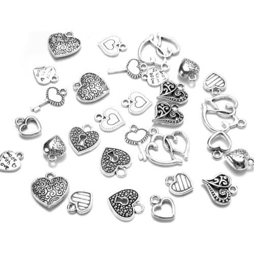 10-100pcs Love Shape Metal Accessories Heart Pendent Base for Diy Jewelry Making Bracelet Necklace Earring Handmade Crafts