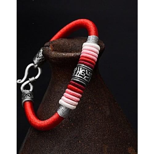 Fashion six-character mantras hand-woven bracelets for men and women wearing wild bracelets hot sale