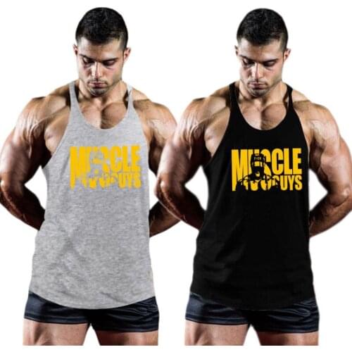 Muscleguys Bodybuilding Clothing Mens Gym Tank Tops Men Sleeveless Shirt Singlets Fitness Clothing Cotton Workout Stringer Vest