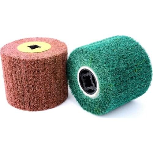 120x100x19Mm Non-Woven Nylon Flap Brush Satin Drawing Polishing Deburring Drum Wheel For Stainless Steel