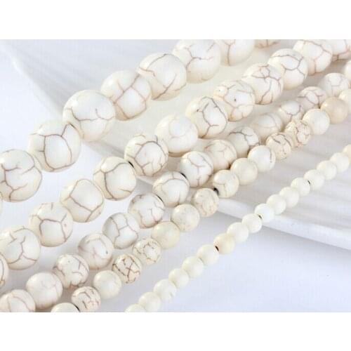 Wholesale jewelry Stone white Howlite spacer rotund bead 4mm 6mm 8mm 10mm