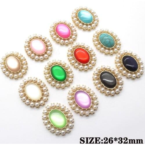 5pcs/lot 26*32mm Resin Sewing Buttons for Clothing Diy Manualidades Accessories Flatback Pearl Button for Wedding Decorativ