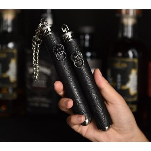 Chinese Style Leather Case Stainless Steel Hip Flask Outdoor Mini Portable 1.5oz Creative Portable Flagon Whiskey Wine Pot LB611