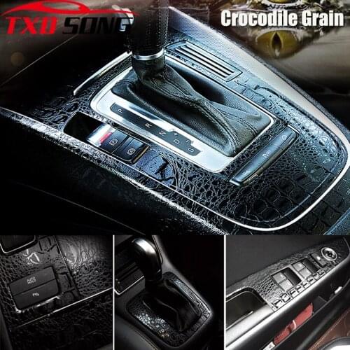Premium 3D car simulation faux crocodile skin leather car wrap vinyl film retro crack design interior decoration free ship