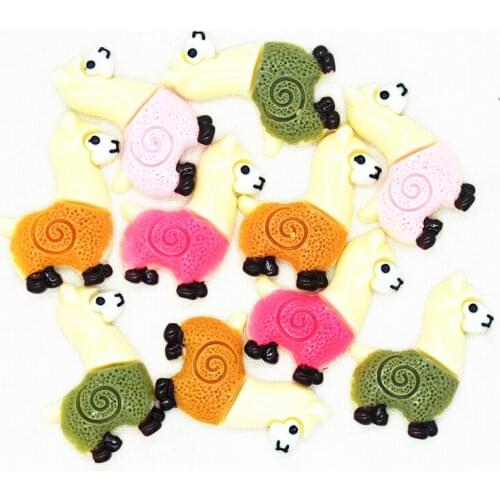 Mixed Color Resin Flatback Alpaca Miniatures|Resin Lama Pacos Scrapbooking Miniatures|DIY Crafts|Hair Bow Center Accessories