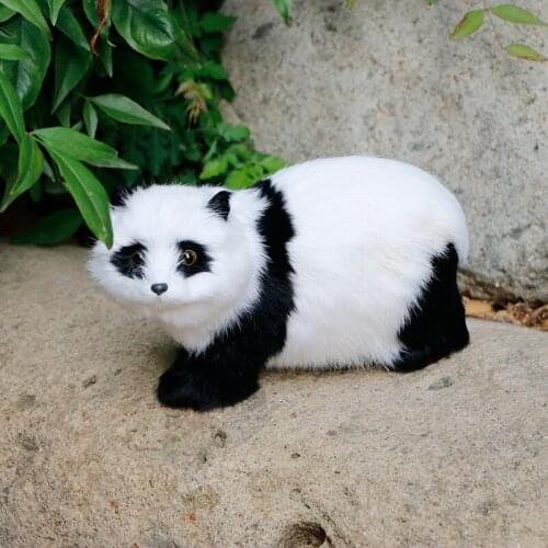 Realistic Panda Miniatures Figurines Lifelike Plush Animals For Home Interior Outdoor Garden Decoration Kids Toy Shooting Props