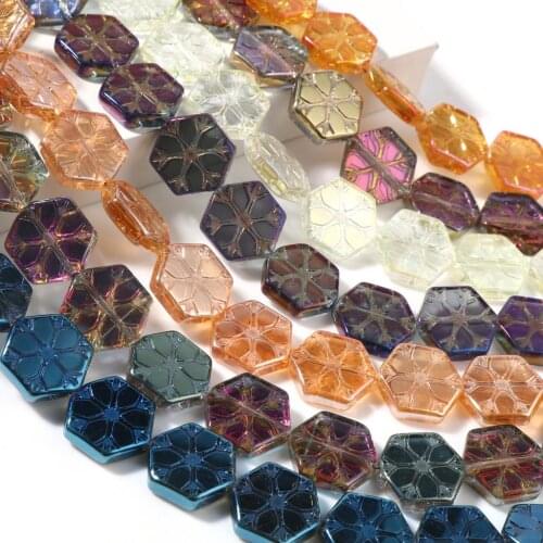 Multicolor Glass Beads Christmas Snowflake Loose Spacer Beads DIY Making Bracelet Jewelry 16mmx15mm,1Strand(Approx 40PCs/Strand)