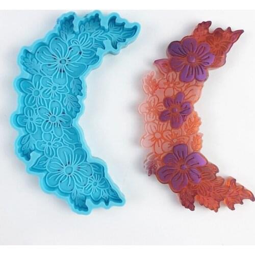DIY Moon Flower Shaped Coaster Epoxy Resin Mold Cup Mat Casting Silicone Mould
