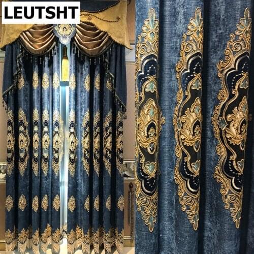 2021 Luxury High-end Luxury Chenille Embroidered Curtains for Bedroom Floor-to-ceiling Windows Balcony Blackout Curtains Custom