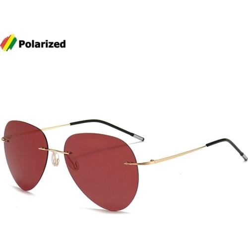 JackJad Ultralight Rimless Titanium Polarized Fishing Sunglasses Outdoor Sports Wine Red Brand Design Sun Glasses Oculos De Sol