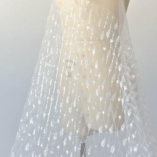 Vertical Sequin embroidery lace fabric wedding dress decorative fabric