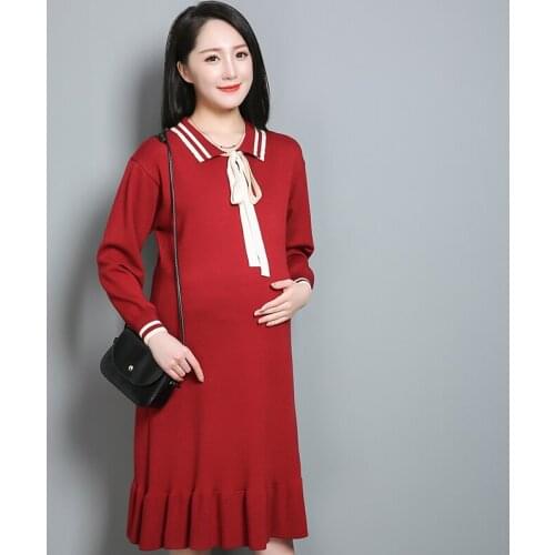 Maternity sweater skirt 4XL-6XL womens knitted sweater with bow