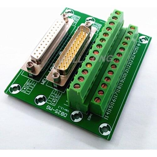 D-SUB DB25 Male and Female Header Breakout Board, Terminal Block, Connector
