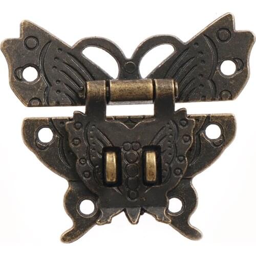 1PCS Vintage Butterfly Wooden Jewelry Box Case Locks Retro Latch Catch Lock Hasp Pad Chest Lock