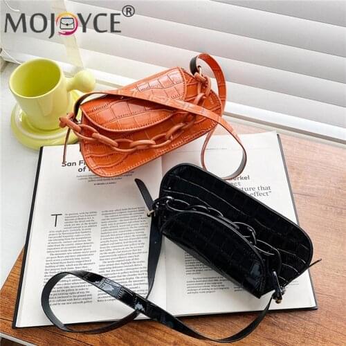 Vintage Women Bags Stone Pattern PU Leather Chain Solid Color Shoulder Underarm Casual Girls Small Shoulder Bags 2021