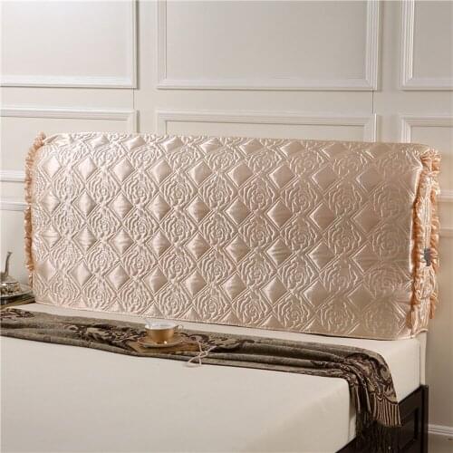 All-inclusive Super Soft Smooth Quilted Head Cover Thicken Velvet Headboard Cover Solid Color Bed Back Dust Protector Cover