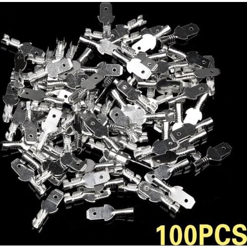 100Pcs Silver 4.8mm Electrical Wire Insulated Crimp Terminal Connectors 0.75-2.5mm2 Spade Terminal Wire Connector Kit