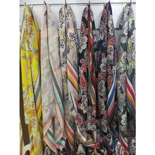 2019 Fashion Cotton Paisley Lurex Print Fringe Scarves Shawl Long Flower Print Fringe Wrap Hijab 6 Color 10pcs/LOT Free Shipping