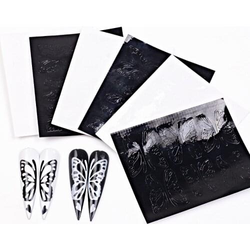 Nail Art 3d Nail Sticker Kit Black&white Butterfly Colorful Nail Decals Nail Transfer Decals Nail Decorations Diy Design