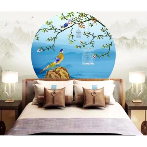 3d wall murals wallpaper for living room Round palace flowers and birds ink landscape home decor photo wallpaper for walls 3 d