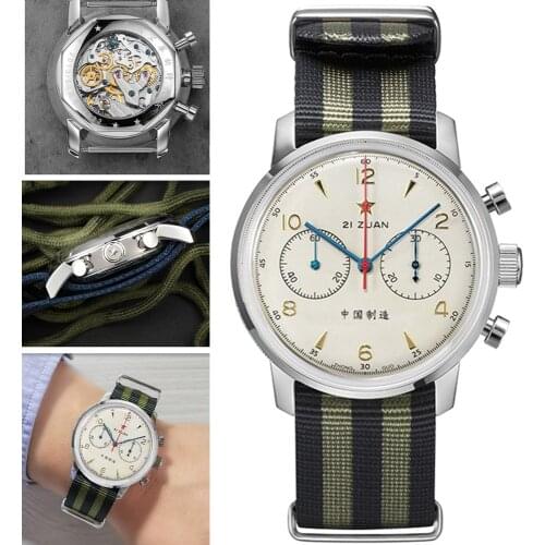 42mm RED STAR Chronograph Men 1963 Seagull ST1901 Gooseneck Sapphire Pilot Mechanical Wristwatch Men Chinese Air Force Clock