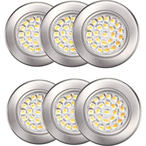 12V Dimmable 24 LED Under Cabinet Light Recessed Design LED Display Puck Lights Closet Cupboard Wardrobe Lamp for Kitchen Lights